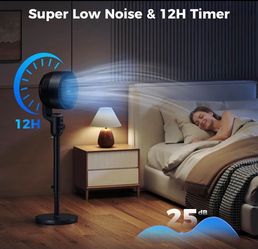 Fan for Bedroom,Quiet Pedestal Fan with Remote,120°+90° Omni-Directional Oscillating Fans,Height Adjustable Floor Air Circulator Fans,for Home Office