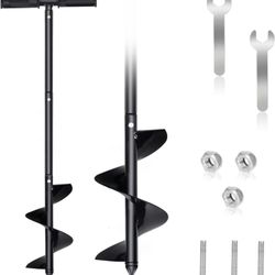 Hand Auger Drill Post Hole Digger 5.9"x33", Large Garden Auger Drill for Planting Bulb, Flower, Seedlings,Manual Spiral Drill Bit Fence Post Auger wit