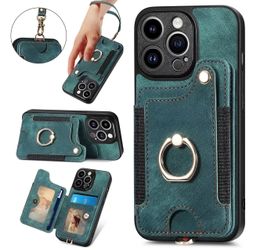 iPhone 14 Case Wallet With Strap & Holder (Green)
