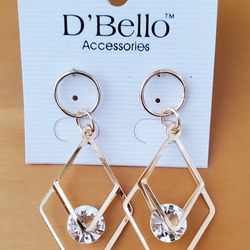 NEW D'Bello Gold & Cubic Zirconia Diamond Dangle Earrings