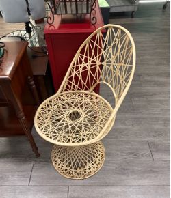 Vintage Mid Century Woven Rattan Spun Fiberglass Chair