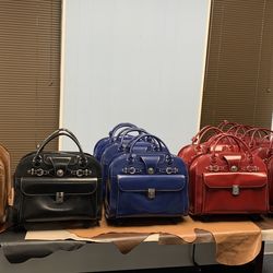 EDGEBROOK 15” leather laptop briefcase with wheels.