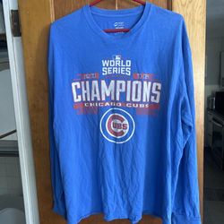 Vtg Chicago Cubs 2016 World Series Champions Long Sleeve Shirt XL