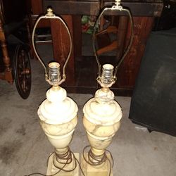 Pair Of Antique Marble Lamps