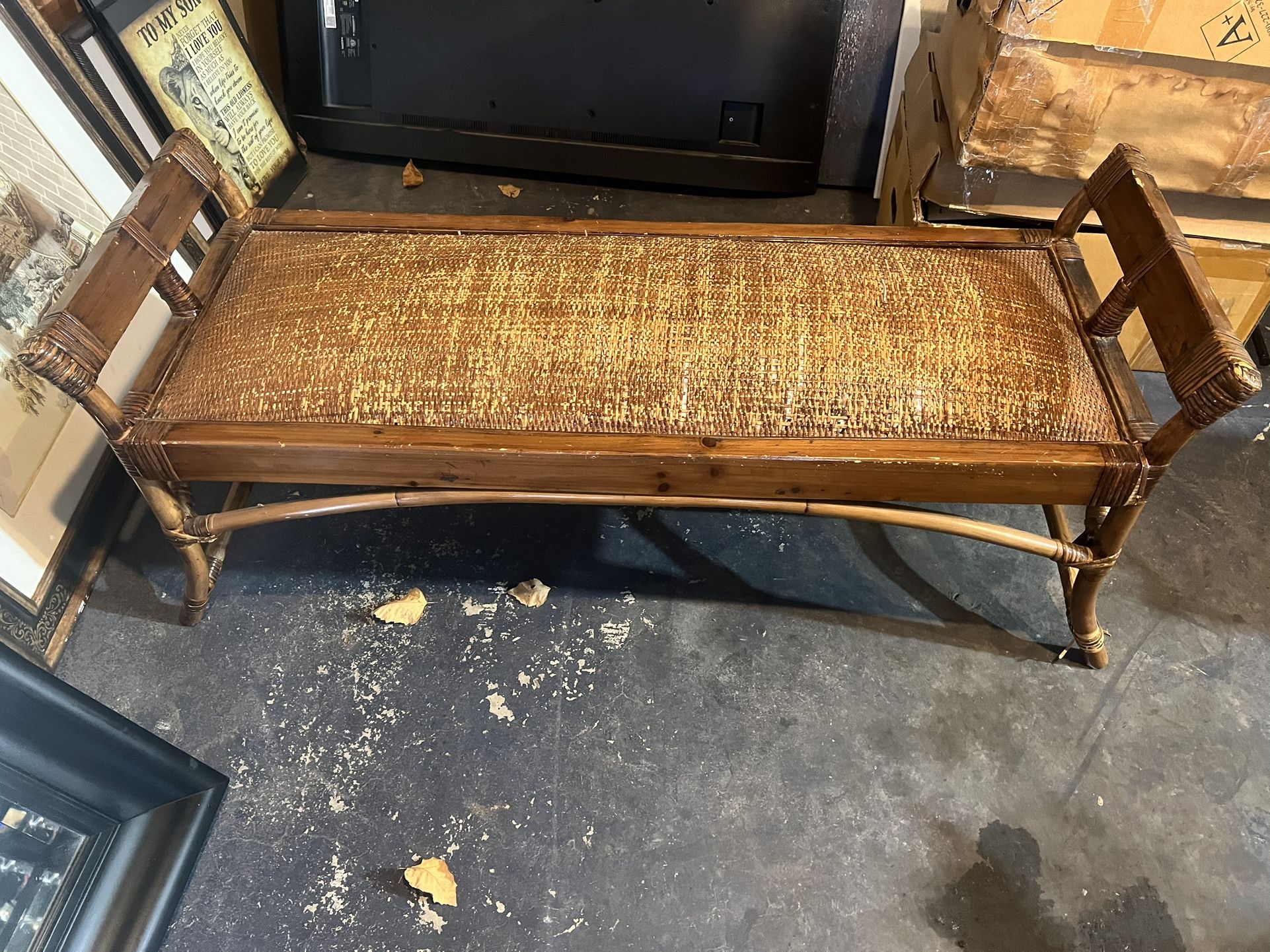 VINTAGE Amazing rattan bench 45”x16”x14.5” P/U Horsham or Willow Grove PA
