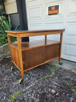 Lane First Edition Mid Century Walnut Bar Cart