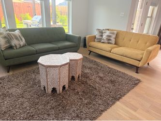 Set of sofa with carpet and tables