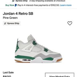 Air Jordan 4 Retro SB ~ Pine Green ~ Men’s Size 11