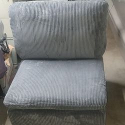 Grey Courdoroy Armless Chair