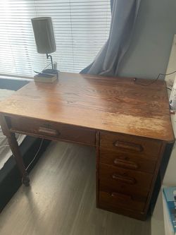 Wooden desk with storage