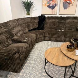 Recliner Sectional Sofa New Led Lights Ans Speakers 