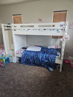 White Bunk Bed With Step Drawers