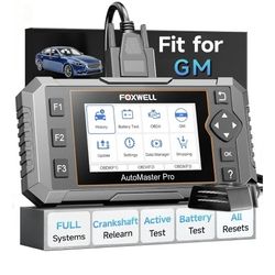 FOXWELL NT510 Pro fit for GM Scan Tool, 2-in-1 OBD2 Scanner & 12V Battery Tester, All Systems Diagnostic & Bi-Directional Control, Crankshaft Sensor R