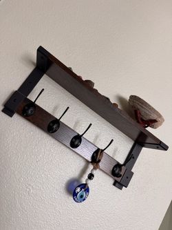 Shelf with 5 Coat Hooks