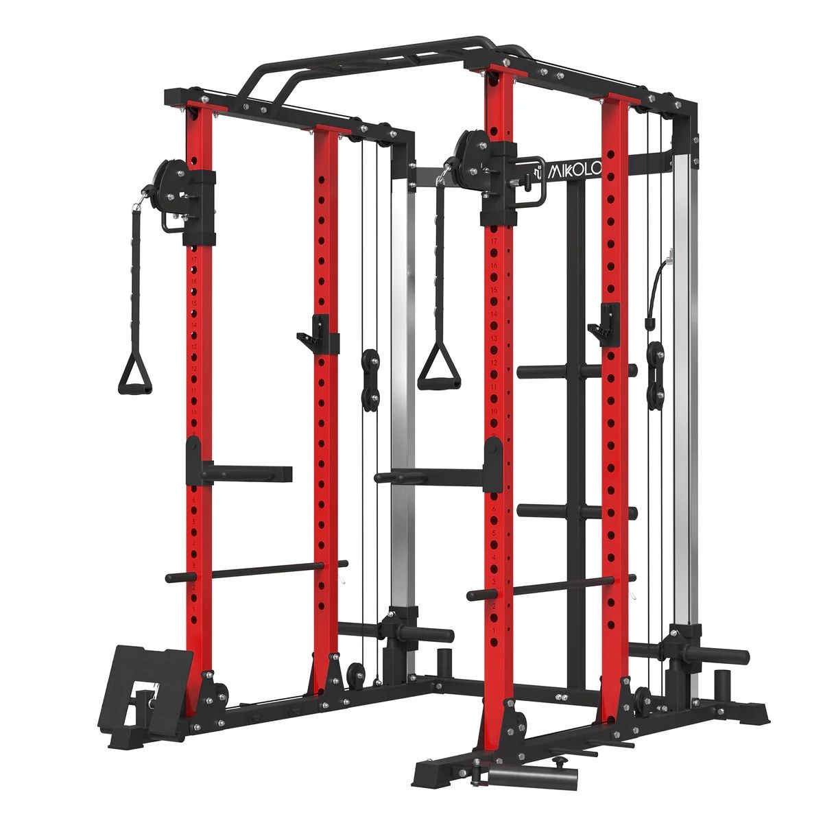 Mikolo Power Cage, 2200lbs Multi-Function Power Rack with Functional Trainer, Dual Independent Pulley System and More Training Attachment, Packages wi