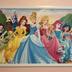 Large Disney princess framed picture 24”x36” 