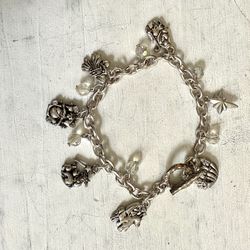 Silvertone Religious Christmas Charm Bracelet 