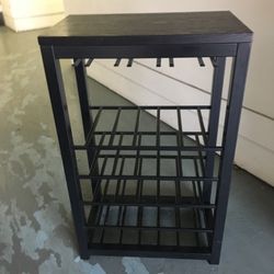 Crate & Barrel Dark Wood & Iron Wine Rack / Stand
