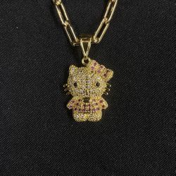 Gold Plated Chain With Hello Kitty Pendent 