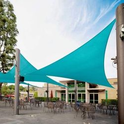 NEW 12' x 12' x 12' Turquoise Triangle Sun Shade Sail RS-SLT, 95% UV Blockage, 200GSM Commercial Standard Heavy Duty, Water & Air Permeable Canopy Mes