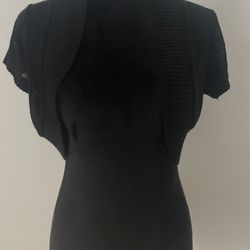 Black short sleeve cardigan