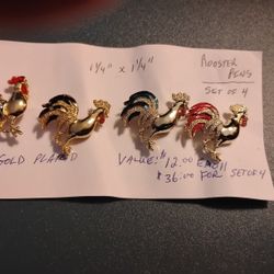 Jewelry - Rooster Pins Set Of 4