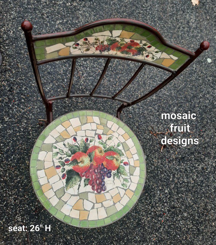 Brown Foldable Mosaic Plant Stand / Metal Foldable Stool  / Display Metal Stool
