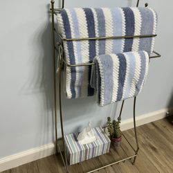 VTG MCM Gold metal Towel / Blanket Freestanding Rack