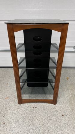 Solid Wood & Glass Entertainment/AV Tower Stand — Premium Build, Hidden Cable Management