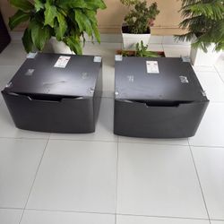 General Electric laundry pedestal with drawer for washer and dryer (set of 2) | Pedestal General Electric con gavetas para lavadora y secadora (2)