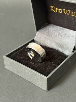 King Will Tungsten Carbide Ring Brushed Two Grooved Center Mens Ring (Size: 8)