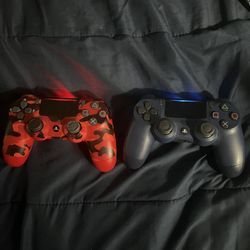 PlayStation 4 Controllers Dark Blue And Camo Red