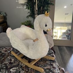 Charming Plush Swan Rocker – Soft Ride-On Toy for Toddlers
