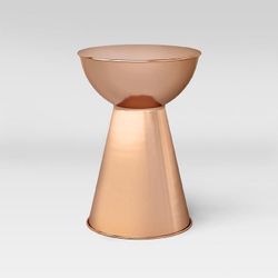 Copper Metal Hourglass Accent Side Table