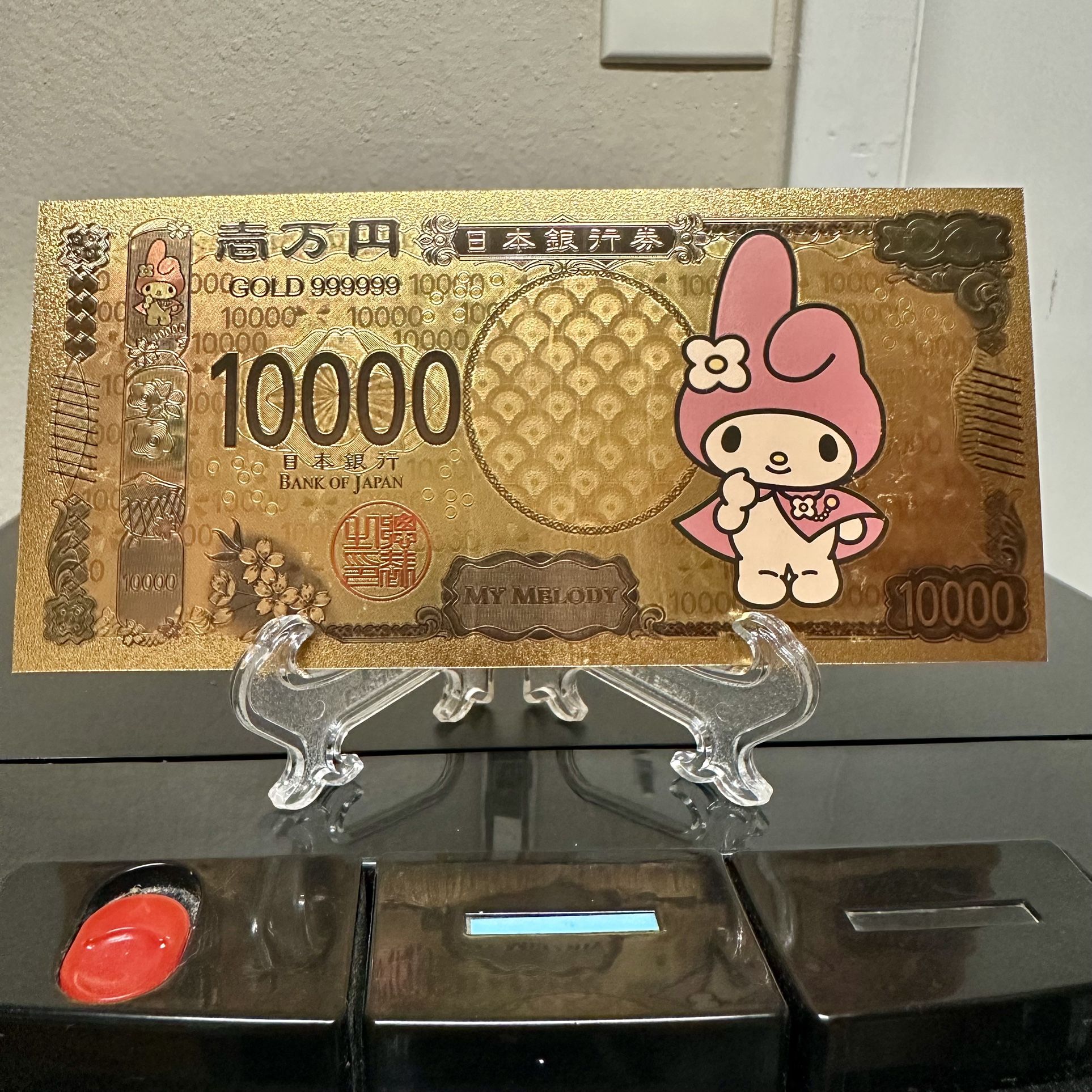 24k Gold Foil Plated My Melody Hello Kitty Banknote