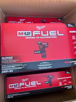M12 FUEL SURGE 12V Lithium-Ion Brushless Cordless 1/4 in. Hex Impact Driver Compact Kit w/Two 2.0Ah Batteries, Bag