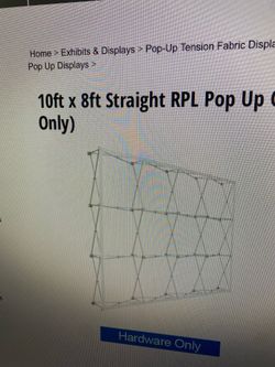 10ft x 8ft Portable Straight RPL Pop Up Wall hardware frame