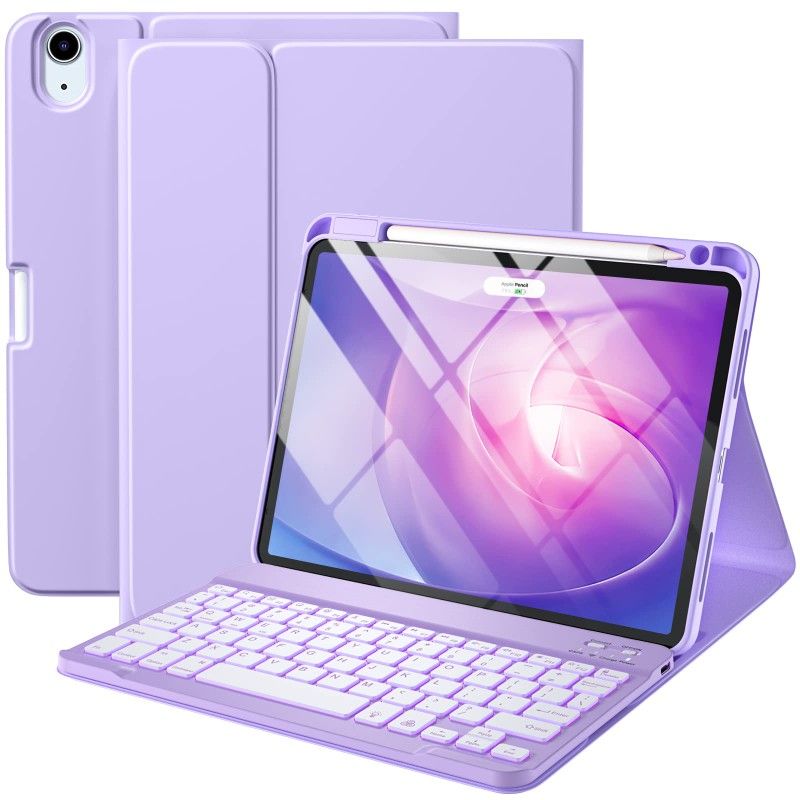 Harvopu Keyboard Case Compatible with iPad Air 11-inch/Air 5th 4th Generation Case with Keyboard-Backlit Detachable, Folio Cover with Pencil Holder fo
