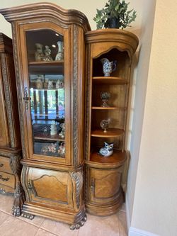 Moving sale, dinning room table 6 chairs , china cabinet, wall unit add on. 4 pieces, coffee  table  and side table  priced individually below