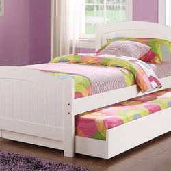 Brand New White Twin Bed Frame w Trundle Bed 