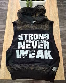 FOREVER 21: Black Mesh Hooded Tank Top