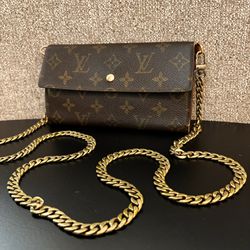 Louis Vuitton Monogram Trifold Wallet with Chain and Wallet Insert