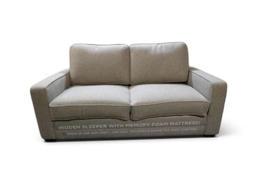 Rosie Gray Fabric Sleeper Sofa with Full Memory Foam Mattress in Gray