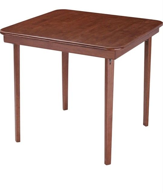 MECO Stakmore Classic Straight Edge Solid Wood Folding Card Table, Cherry Frame