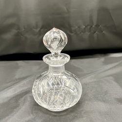 Vintage Crystal Glass Perfume Bottle With Stopper H 5.5 Inches