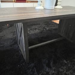 Rustic Farmhouse Wash Wood Dining Room Table Excellent Condition 