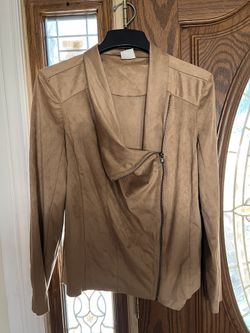 Faux Suede Drape Front Jacket-REDUCED