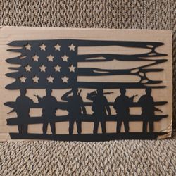 LASER CUT BLACK METAL SIGN.  12" X 8".  NEW.  PICKUP ONLY.
