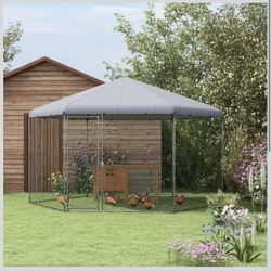 Metal Chicken Coop Chicken Run for Chicken, Ducks and Rabbits with Waterproof and Anti-UV Cover $190
