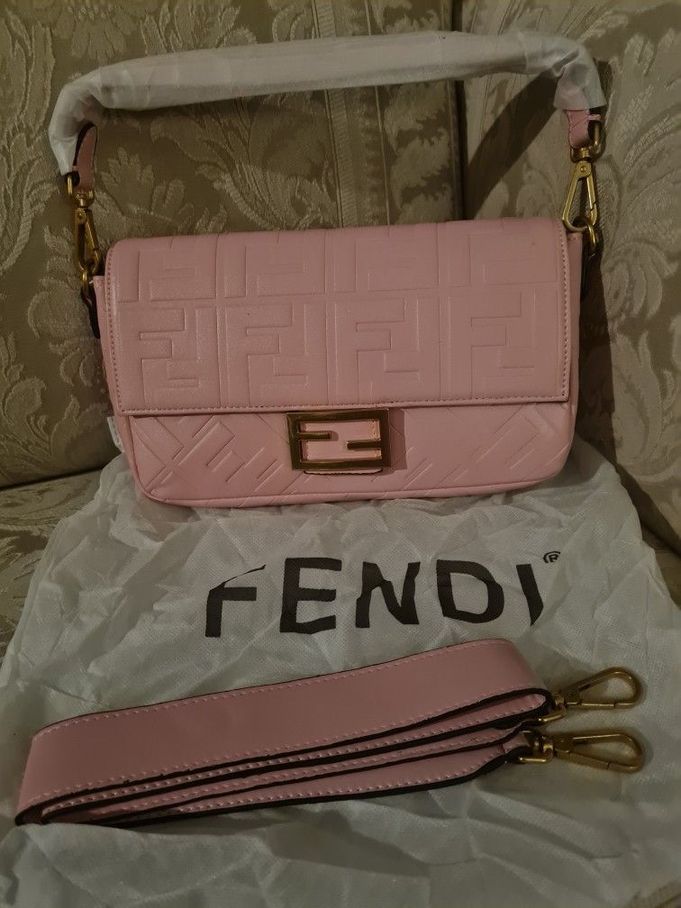 DESIGNER FF BABY PINK PURSE UNIQUE 2 STRAP HANDLE 